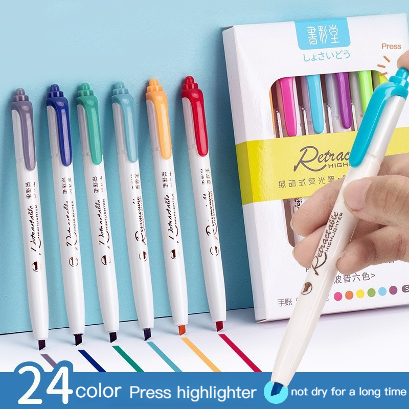 Highlighter Set Pastel - 6 kolorów przycisk zakreślacz wielokolorowy zakreślacz