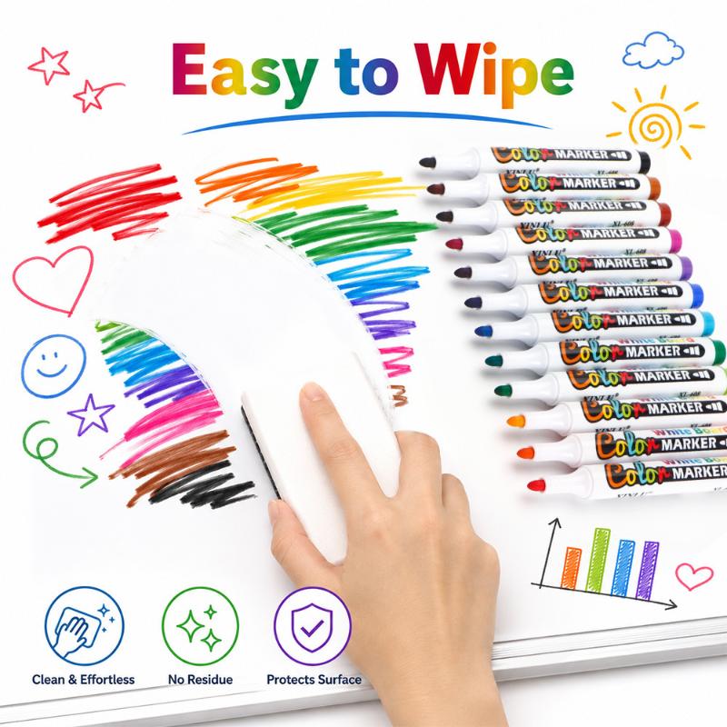 Whiteboard Marker Set - Zestaw 12 markerów do tablic suchościeralnych