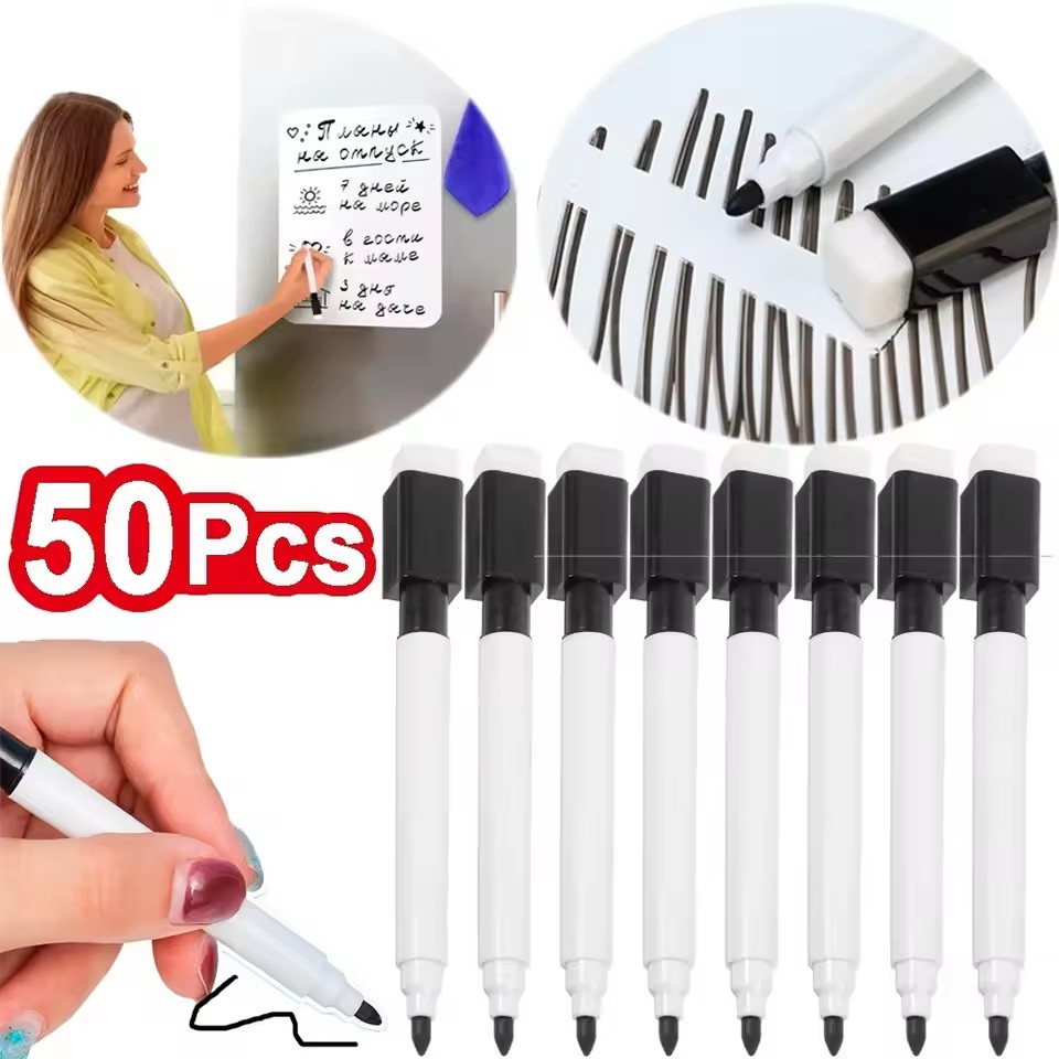 Whiteboard Marker Set - Magnetyczne czarne markery do tablic suchościeralnych