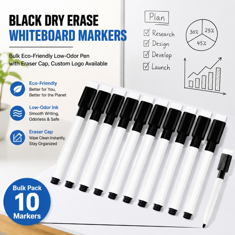 Czarny, zmywalny marker do tab – Whiteboard Marker Set recenzja i cena
